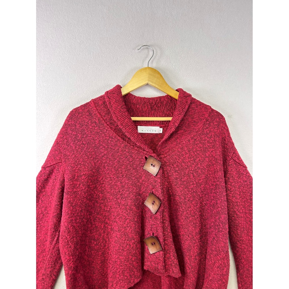 Willow Knit Red Button Up Cardigan Sweater Women Large Bell Sleeve Logenlook - Picture 6 of 10